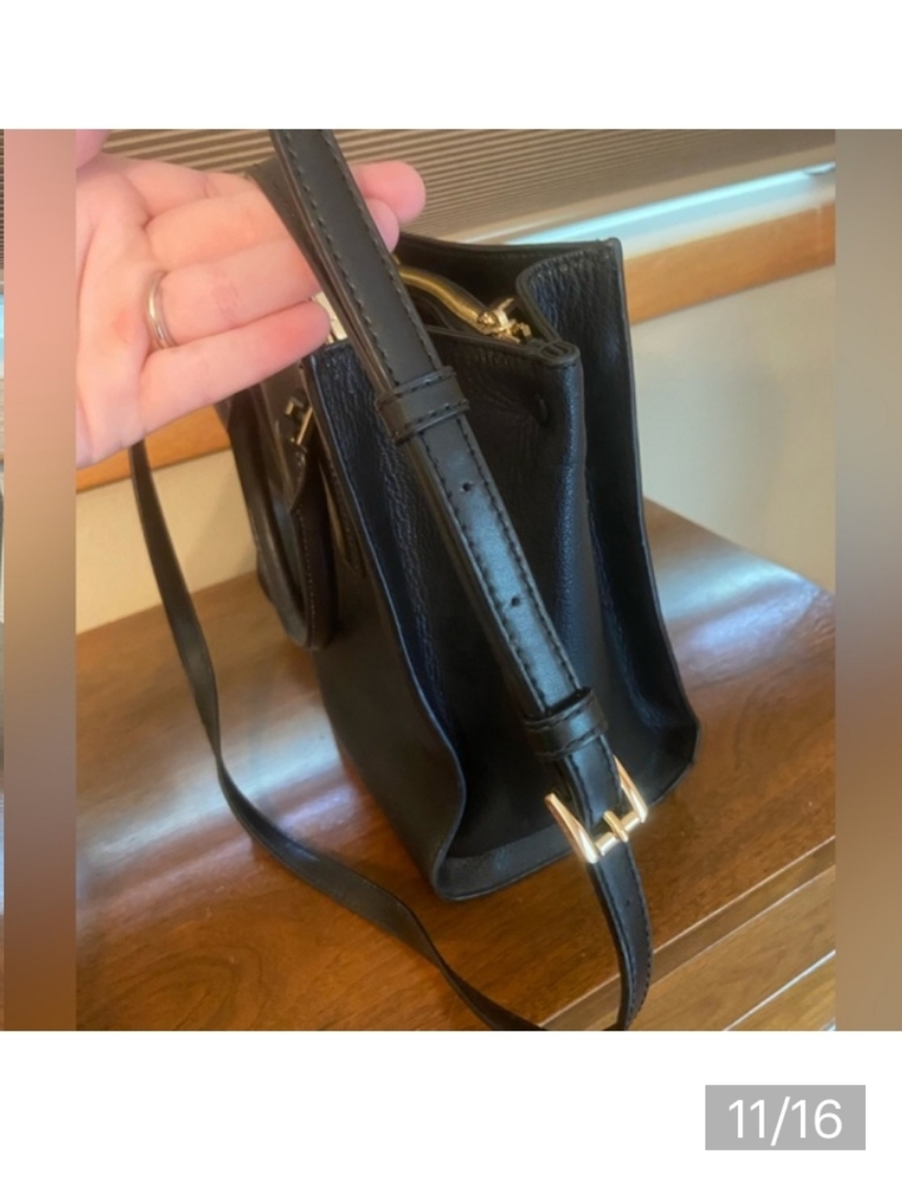 NWT💕Michael Kors Alessa 2019 Black Pebble Leather Satchel with Shoulder Strap - Picture 11 of 12